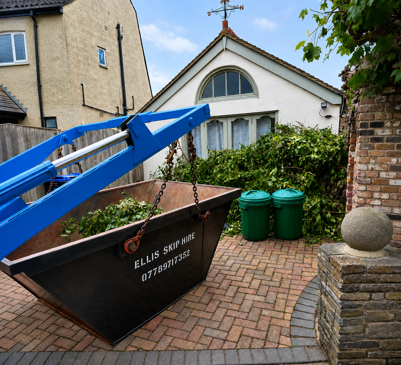Ellis Skips skip being collected from a residential property